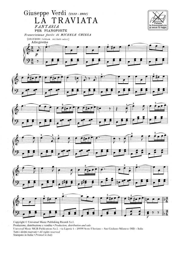 La Traviata. Fantasia per pianoforte - Trascrizione Facilitata - pro klavír